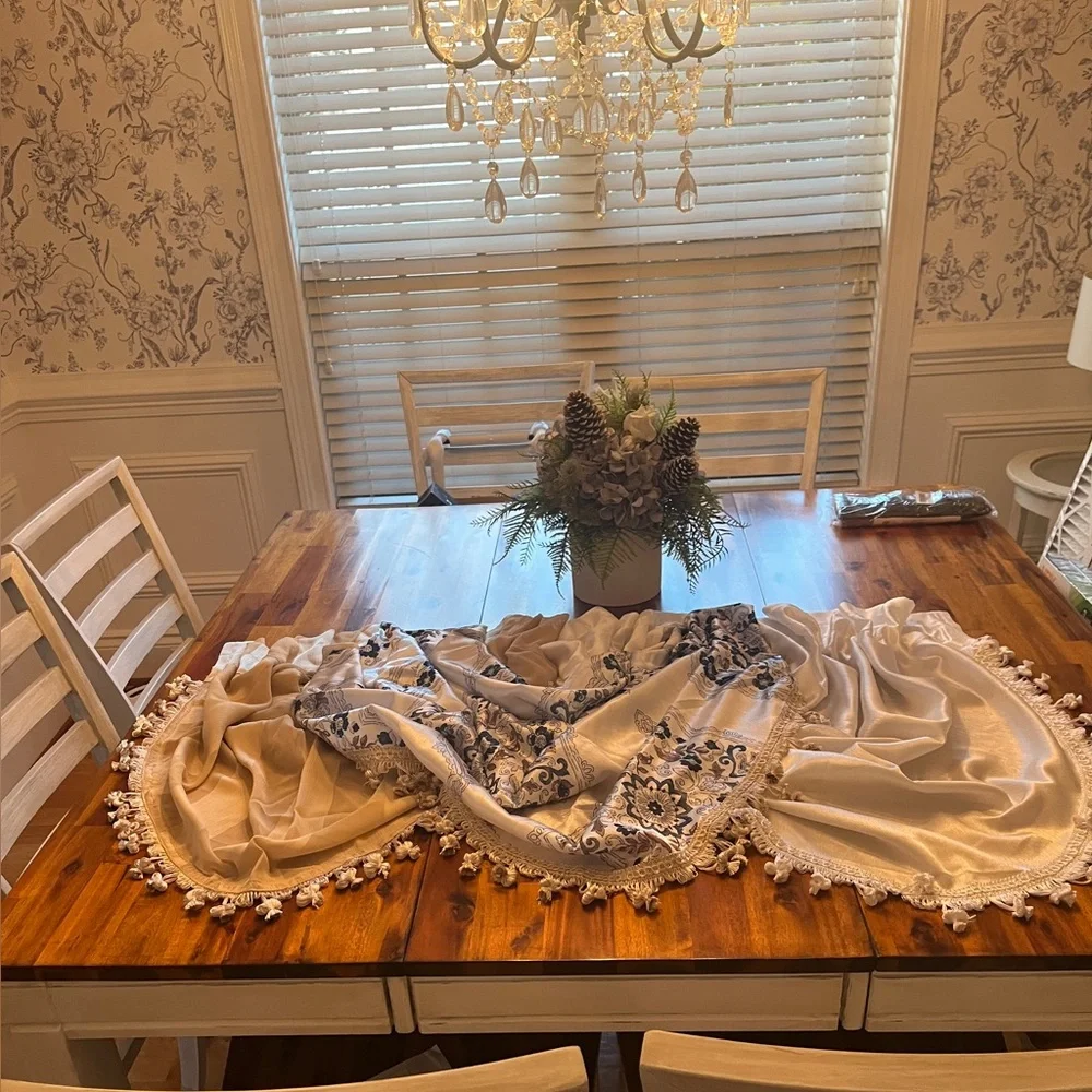 Elegant Gold Waterfall Valance (window curtains)